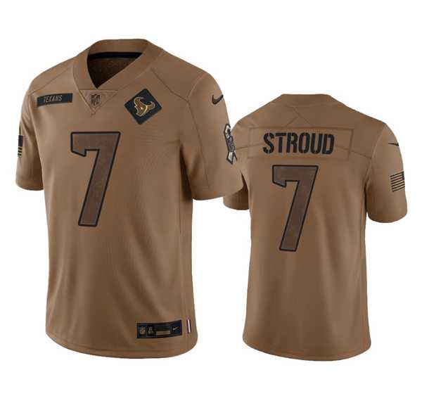 Mens Houston Texans #7 C.J. Stroud 2023 Brown Salute To Service Limited Football Stitched Jersey Dyin